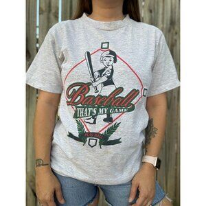 Vintage 90's Baseball That's My Game Single Stitch Graphic Tee T-Shirt Small